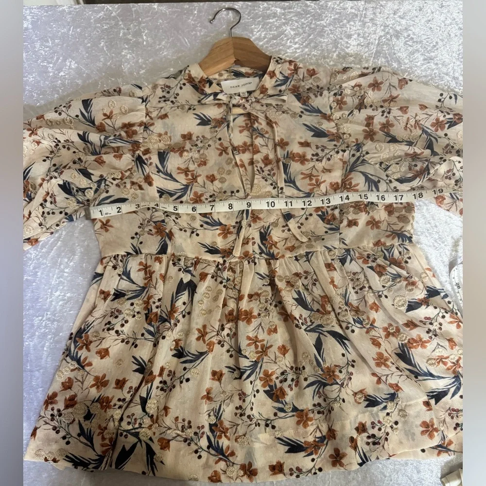 Dear John Floral Babydoll Blouse – Cream Floral – Size XS - Picture 4 of 6